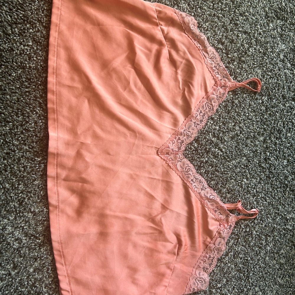 Pink Lace Trim Cami Top